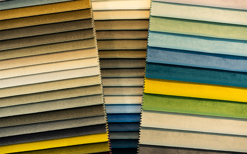 WTP Style durable sofa fabric swatches in various colors.